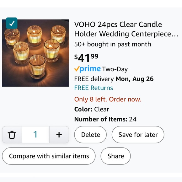 24 pk smoke gray votive candleholders - Picture 7 of 7